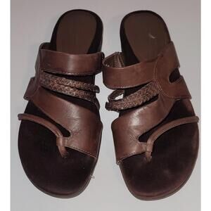 Quad Comfort Brown Leather Thong Flip flop Slipper, women's size 7
